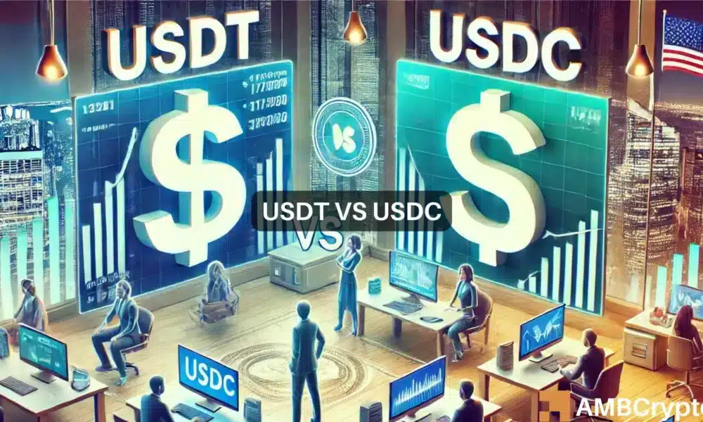 随着USDC的市场份额上升37%，USDT是否处于危险之中？正在评估…