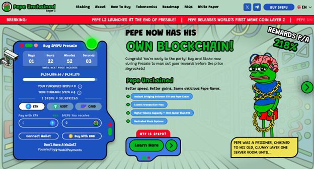 Pepe Unchained 预售在 $PEPE 和 Layer 2 热潮中突破900万美元