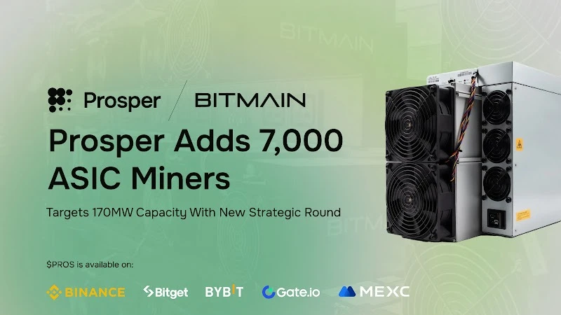 Prosper已从比特大陆采购超7000台矿机,并完成战略轮融资