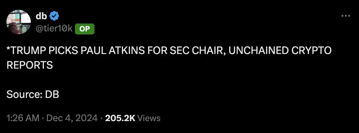 Paul Atkins或担任SEC主席,有哪些相关炒作标的?