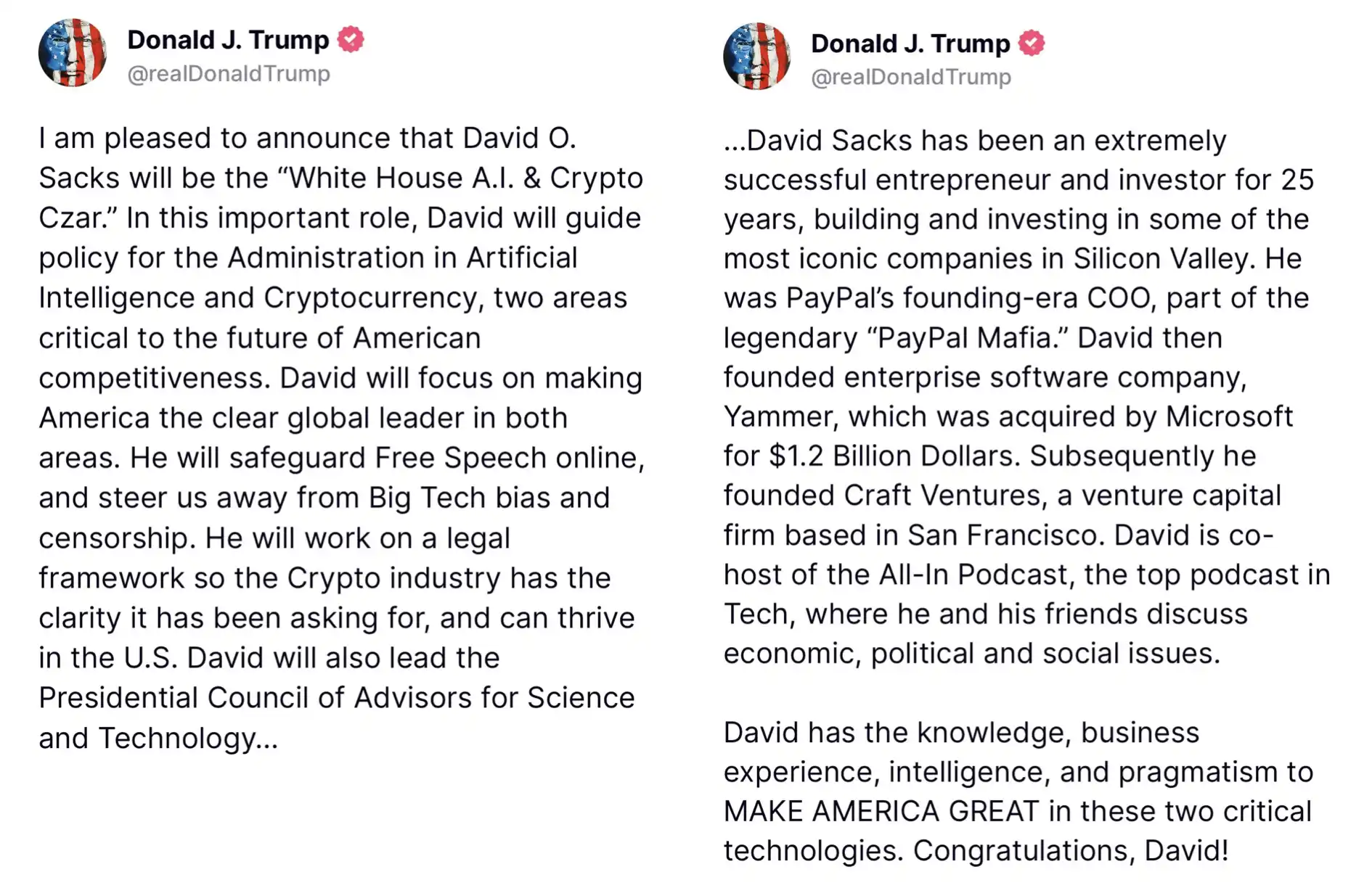 特朗普钦定的加密货币负责人，盘点David Sacks的投资组合