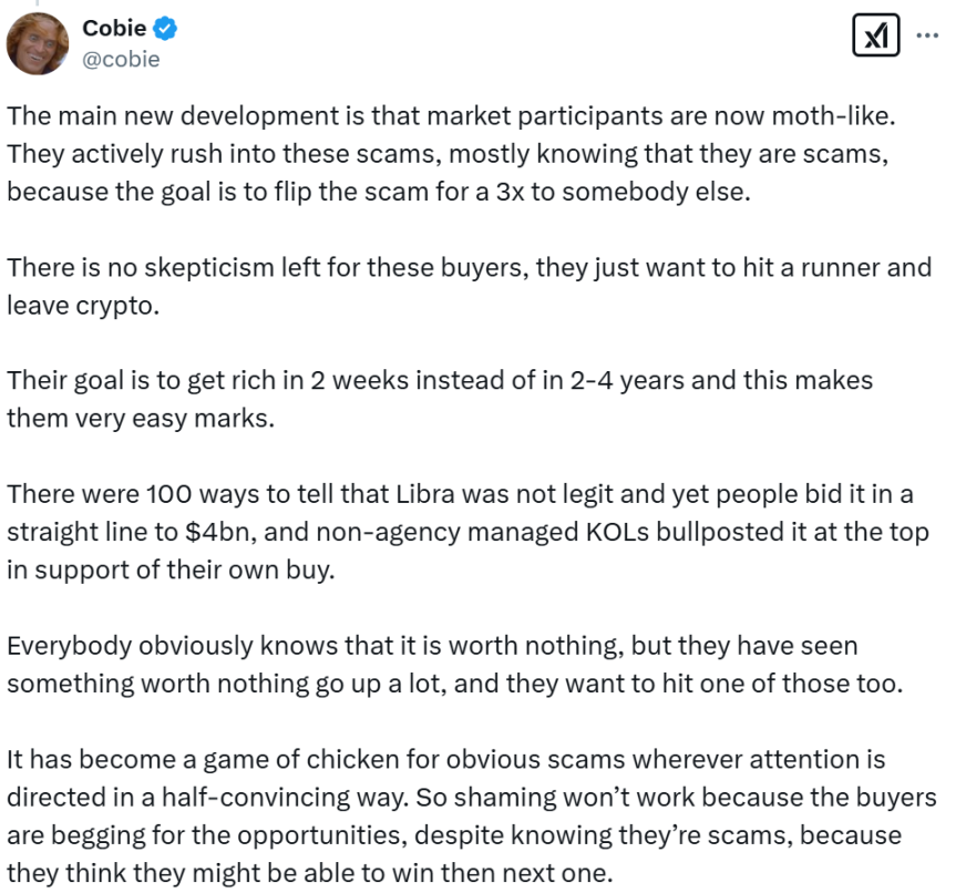 风口浪尖上的LIBRA,Solana创始人Toly与大咖Cobie如何评价?