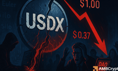Stablecoin USDX crashes 63% as founder faces liquidity drain allegations
