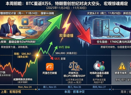 本周前瞻：BTC重返8万6，特朗普创世纪对决大空头，宏观惊魂甫定
