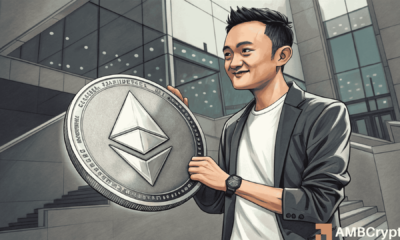 Justin Sun stakes $154M in Ethereum —Now holds more ETH than TRX