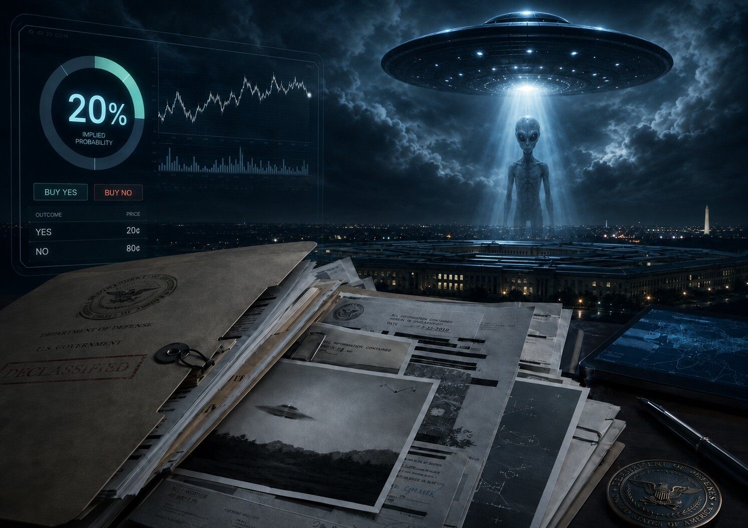 After the UFO Files Are Made Public, Prediction Markets Only Price the Probability of Alien Existence at 20%?
