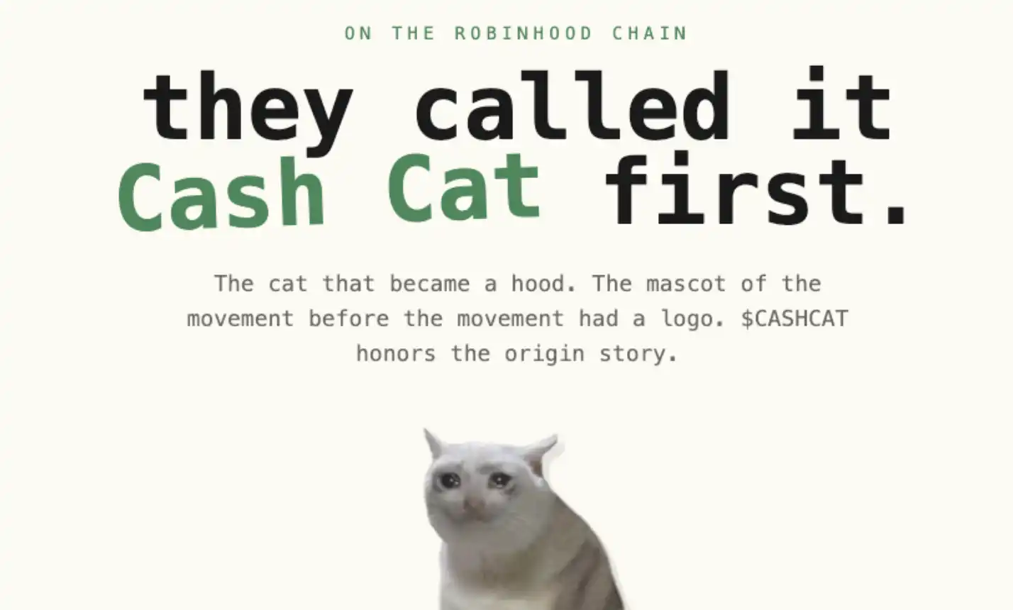 El primer gran éxito de Robinhood Chain fue un meme de gato: los inversores minoristas descubren 'CashCat', el nombre antiguo, y el CEO se suma a la broma