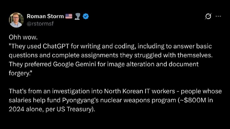 «Roman Storm» обвинила Google и OpenAI в связи с приговором Министерства юстиции США по делу о криптовалютах