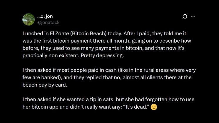 Bitcoin Core Developer Warns That Bitcoin Payments Are Disappearing at 'Bitcoin Beach'