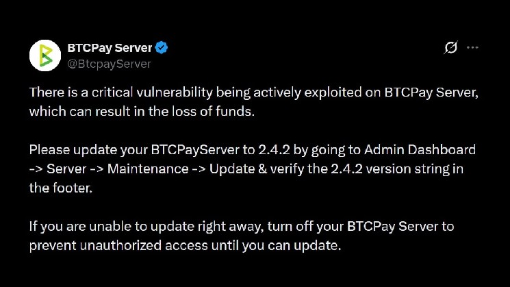 Bitcoin Lightning Network Nodes Affected, BTCPay Announces Emergency Patch 2.4.2