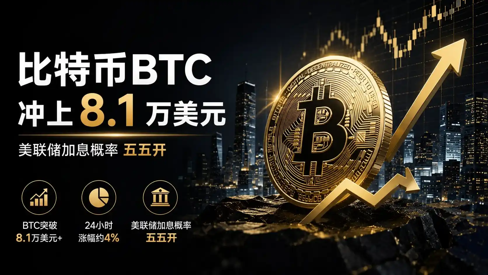 Биткоин BTC поднялся выше 81 тыс. долларов, вероятность повышения ставки ФРС 50/50. Удержится ли уровень 80 тысяч?