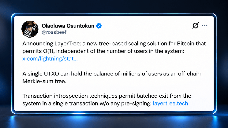 'Tree-Like' Scaling of the Bitcoin Network Is Designed for Millions of Users